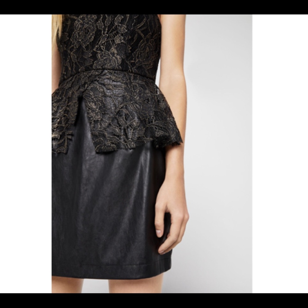 BCBGENERATION Foiled Floral Lace Peplum Dress - Picture 3 of 4